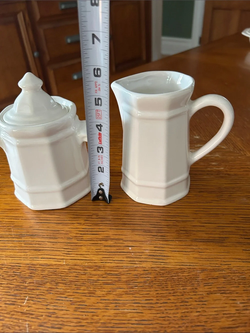 Pfaltzgraff Heritage White Ceramic Creamer and Sugar Set with Tray
